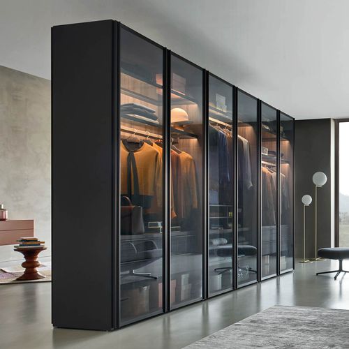 Armadio contemporaneo - SCRIGNO - SANGIACOMO - in legno / in vetro fumè / in metallo laccato