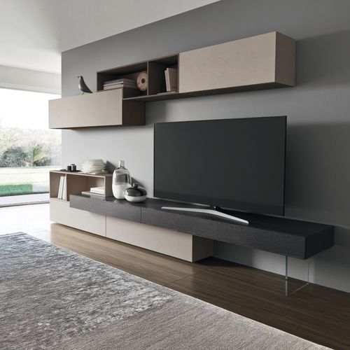 Parete attrezzata TV contemporaneo - LAMPO L6C02 - SANGIACOMO - in rovere / impiallacciato in legno / modulare