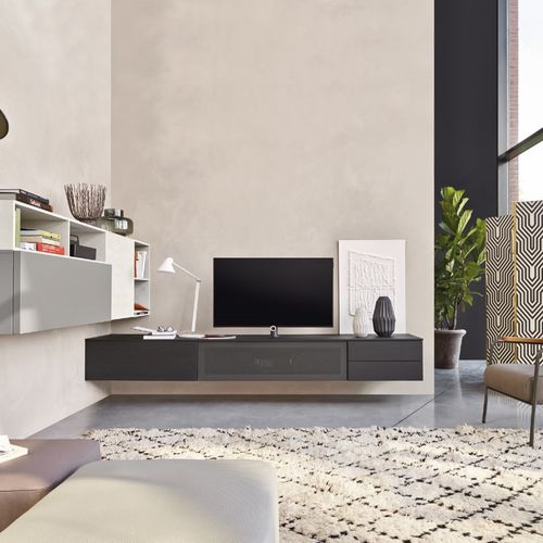 Parete attrezzata TV contemporaneo - LAMPO L6C36 - SANGIACOMO - in rovere / impiallacciato in legno / in legno laccato opaco