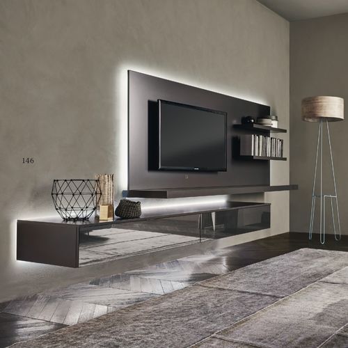 Parete attrezzata TV contemporaneo - L6C39 - SANGIACOMO - in legno laccato / modulare / con ripiani