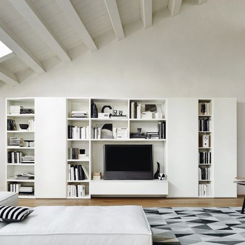 Parete attrezzata per soggiorno contemporanea - MODO M6C94 - SANGIACOMO - in legno laccato opaco / in alluminio / per TV