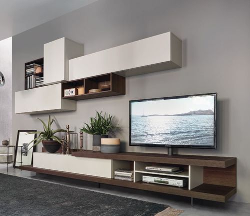 Parete attrezzata TV contemporaneo - LAMPO L6C37 - SANGIACOMO - in rovere / impiallacciato in legno / in composito