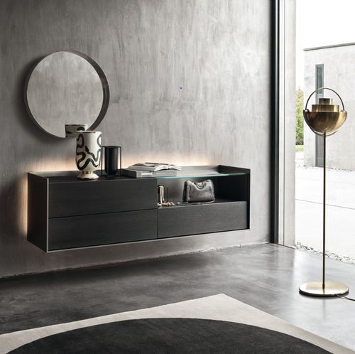 Credenza a muro - Cabaret 538 SX - SANGIACOMO - contemporanea / in rovere / impiallacciata in legno