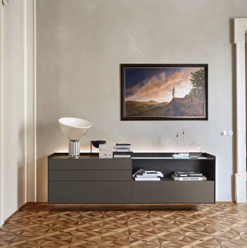 Credenza a muro - Cabaret 84B sx - SANGIACOMO - contemporanea / in rovere / impiallacciata in legno