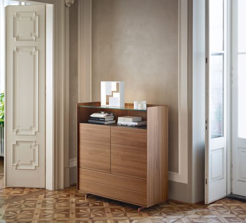 Credenza contemporanea - Cabaret 33C - SANGIACOMO - impiallacciata in legno / in metallo laccato / in vetro
