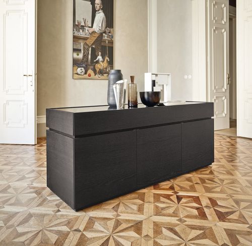 Credenza contemporanea - Cidori 2 - SANGIACOMO - in rovere / impiallacciata in legno / in vetro laccato