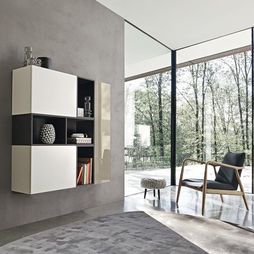 Mobile contenitore da parete - Lampo Open 35dx - SANGIACOMO - contemporaneo / in vetro laccato / in legno laccato opaco