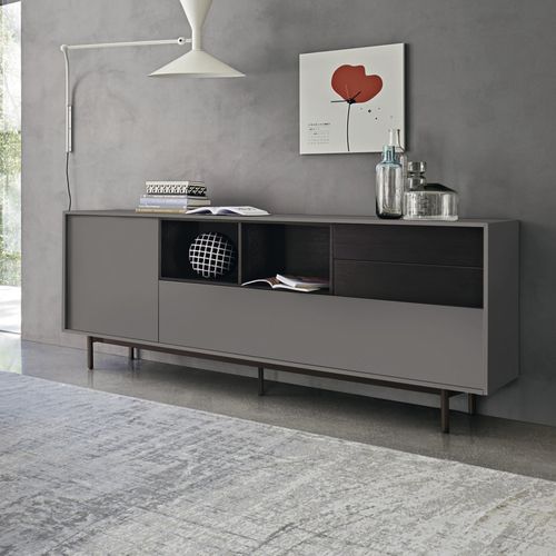 Credenza contemporanea - Lampo Open 43 - SANGIACOMO - in legno laccato / in rovere / impiallacciata in legno