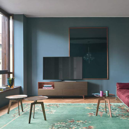 Mobile porta TV contemporaneo - Domino IN.2 9I sx - SANGIACOMO - lowboard / in rovere / impiallacciato in legno
