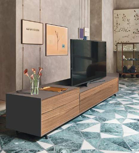 Mobile porta TV contemporaneo - Cabaret 9G sx - SANGIACOMO - con vano contenitore / in legno laccato / impiallacciato in legno