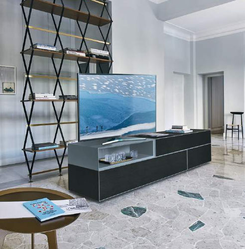 Mobile porta TV contemporaneo - Domino Più 2L sx - SANGIACOMO - con vano contenitore / con ripiani / in rovere