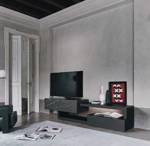 Mobile porta TV contemporaneo - Lampo Sp60 38 - SANGIACOMO - con ripiani / con illuminazione incorporata / in rovere