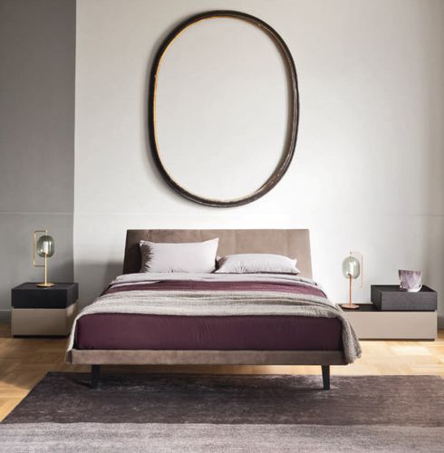 Letto matrimoniale - FEBO 3.0 - SANGIACOMO - contemporaneo / imbottito / con testiera in pelle