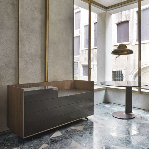 Credenza contemporanea - Cabaret Step - SANGIACOMO - in legno laccato / in rovere / impiallacciata in legno