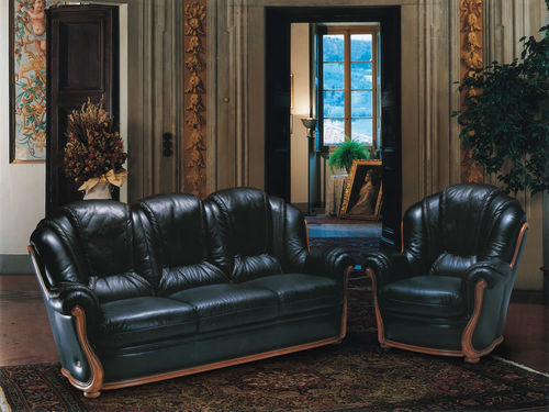 Divano classico - INCAS - Nieri - in pelle / nero / in legno