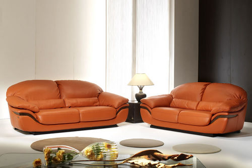 Divano classico - ZEN - Nieri - in pelle / arancione / 2 posti