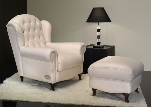 Poltrona chesterfield - MY CHAIR - Nieri - in pelle / in tessuto / con poggiapiedi