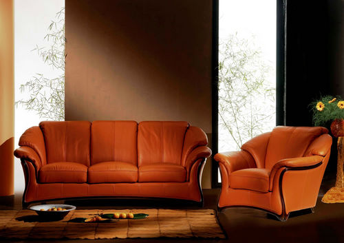 Divano classico - ORCHIDEA - Nieri - in pelle / rosso / 3 posti