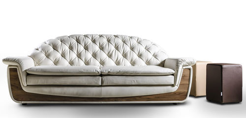 Divano classico - CANALETTO - Nieri - in pelle / grigio / in legno