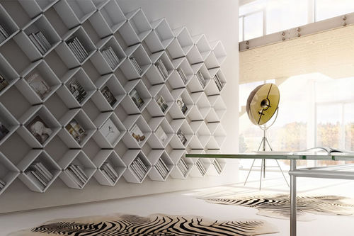 Libreria contemporanea - PRO622643 - PESCAROLLO - in legno / in acciaio laccato / bianca