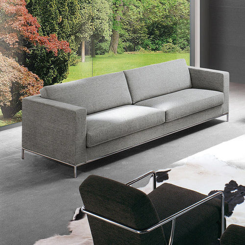 Divano contemporaneo - STEP - Pol 74 - in velluto / con rivestimento rimovibile / grigio