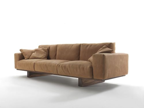 Divano contemporaneo - UTAH - RIVA 1920 - in pelle / marrone / in legno massiccio