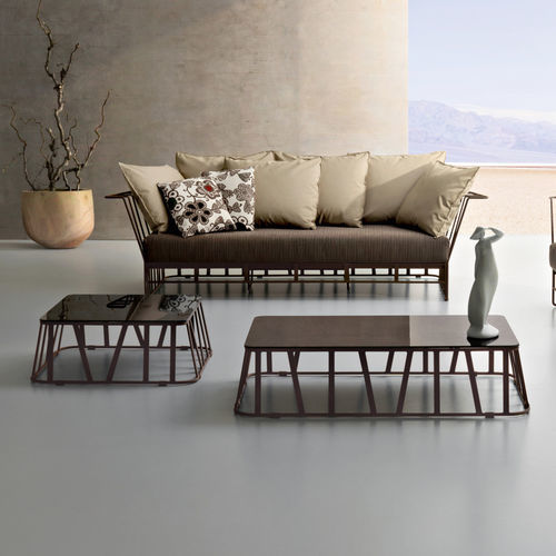 Tavolino basso contemporaneo - HAMPTONS GRAPHICS - Roberti Rattan - in vetro / in alluminio / in HPL