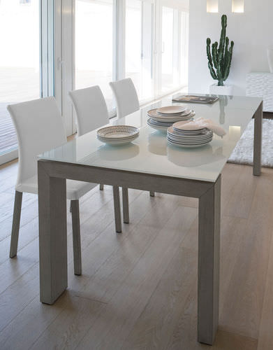 Tavolo da pranzo contemporaneo - MONTREAL - ANTONELLOITALIA - in vetro / in legno laccato / rettangolare
