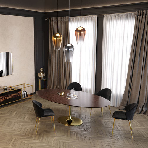 Tavolo da pranzo contemporaneo - MOON YOUNG - Scandal Home Couture - in legno / in marmo / con supporto in metallo