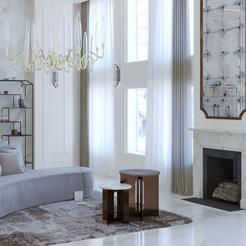 Tavolo d'appoggio contemporaneo - Trio - Scandal Home Couture - in marmo / con supporto in metallo / rotondo
