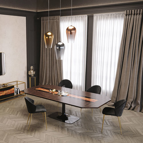 Tavolo da pranzo contemporaneo - MOON  - Scandal Home Couture - in ebano / con supporto in metallo / con base centrale
