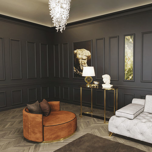 Poltrona contemporanea - MADEMOISELLE - Scandal Home Couture - in velluto / rotonda / marrone