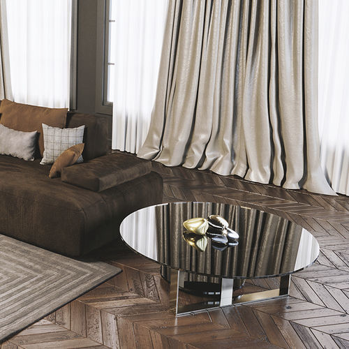 Tavolino basso contemporaneo - U - Scandal Home Couture - in vetro / con supporto in metallo / rotondo