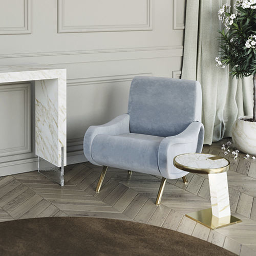 Poltrona contemporanea - LADY - Scandal Home Couture - in velluto / blu / da sala