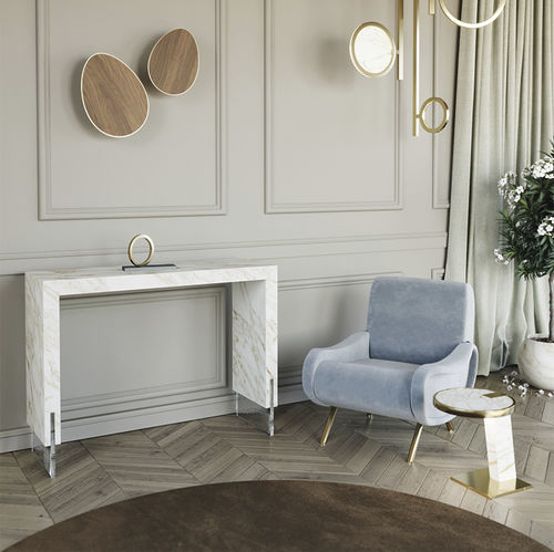 Consolle contemporanea - Porta Romana - Scandal Home Couture - in marmo / con supporto in vetro / con supporto in marmo