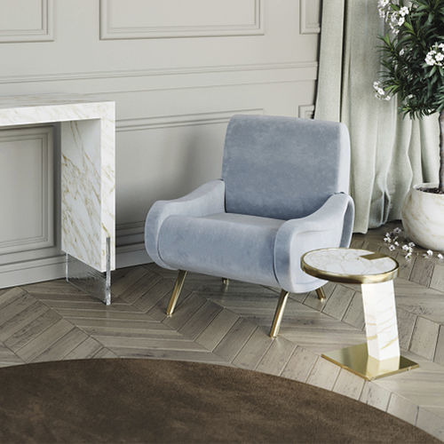 Tavolo d'appoggio contemporaneo - Rialto - Scandal Home Couture - in marmo / con supporto in marmo / rotondo
