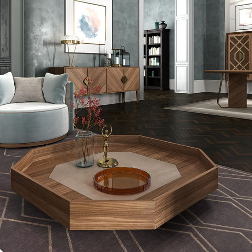 Tavolino basso contemporaneo - INTRIGUE - Scandal Home Couture - in vetro / in legno / in pelle
