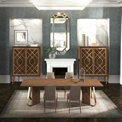 Tavolo da pranzo contemporaneo - INTRIGUE - Scandal Home Couture - in legno / in vetro / con supporto in legno