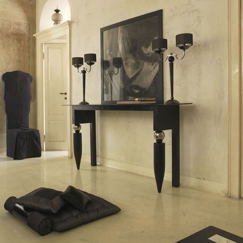 Consolle contemporanea - RIGHELLO - Scandal Home Couture - in legno laccato / in vetro / con supporto in metallo