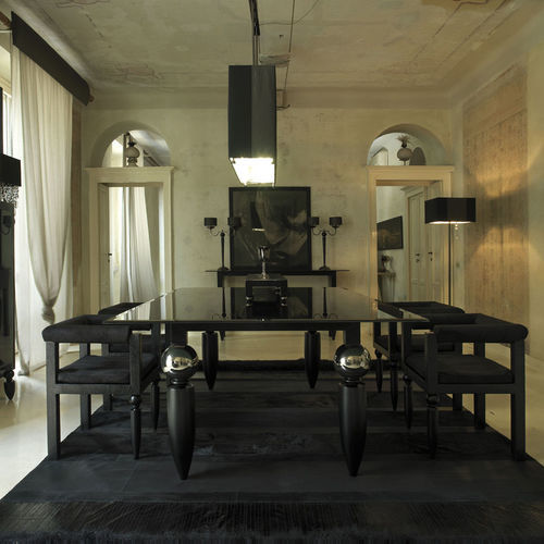 Tavolo da pranzo contemporaneo - RETTANGOLO - Scandal Home Couture - in vetro / con supporto in legno / con supporto in metallo