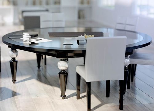 Tavolo da pranzo contemporaneo - LUNA - Scandal Home Couture - in legno / con supporto in legno / rotondo