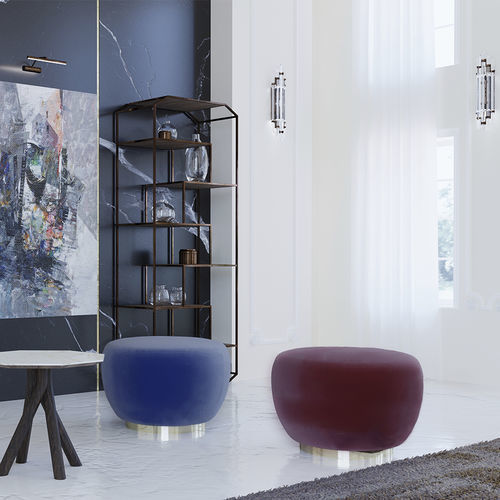Pouf contemporaneo - CLOUD - Scandal Home Couture - in tessuto / tondo / blu