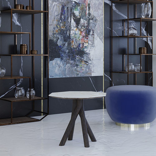 Tavolo d'appoggio contemporaneo - Game - Scandal Home Couture - in ceramica / in marmo / con supporto in legno massiccio
