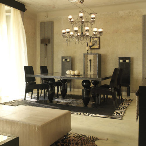 Tavolo da pranzo contemporaneo - QUADRO BIG - Scandal Home Couture - in vetro / con supporto in legno / rettangolare
