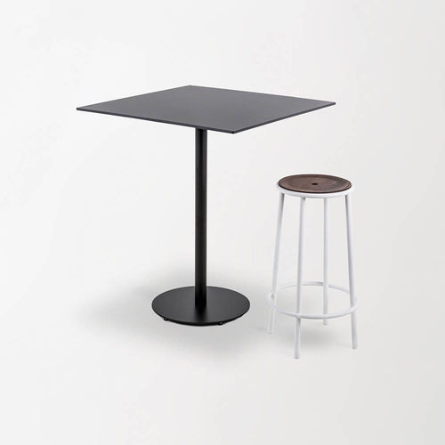 Tavolo alto contemporaneo - SHIRE - Schoenhuber Franchi - in HPL / con supporto in metallo verniciato / rotondo