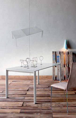Tavolo contemporaneo - FUSION - Sedit - in vetro laccato / rettangolare / allungabile