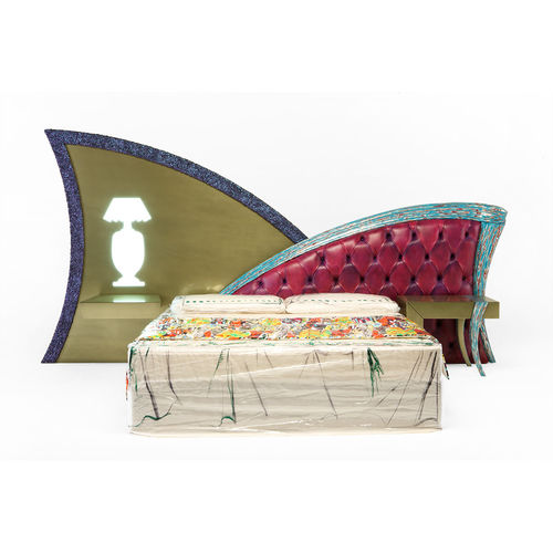 Testiera per letto matrimoniale - SIRENA - Sergio Villa Mobilitaly - in stile / in pelle / beige