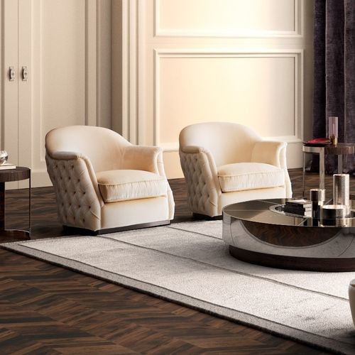 Poltrona chesterfield - Zahira - Siwa Soft Style Home - in tessuto / in legno massiccio / fatta a mano