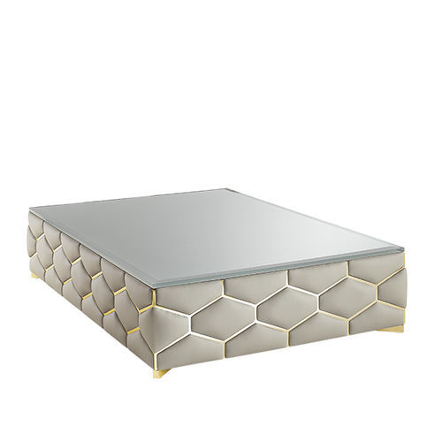 Tavolino basso contemporaneo - Diamond - Siwa Soft Style Home - in vetro / con supporto in metallo / con supporto in cuoio
