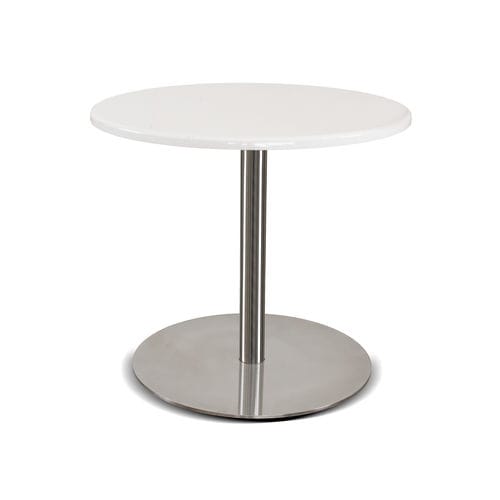 Tavolo d'appoggio contemporaneo - HELLO - SOFTLINE - in MDF laccato / in acciaio inossidabile / rotondo